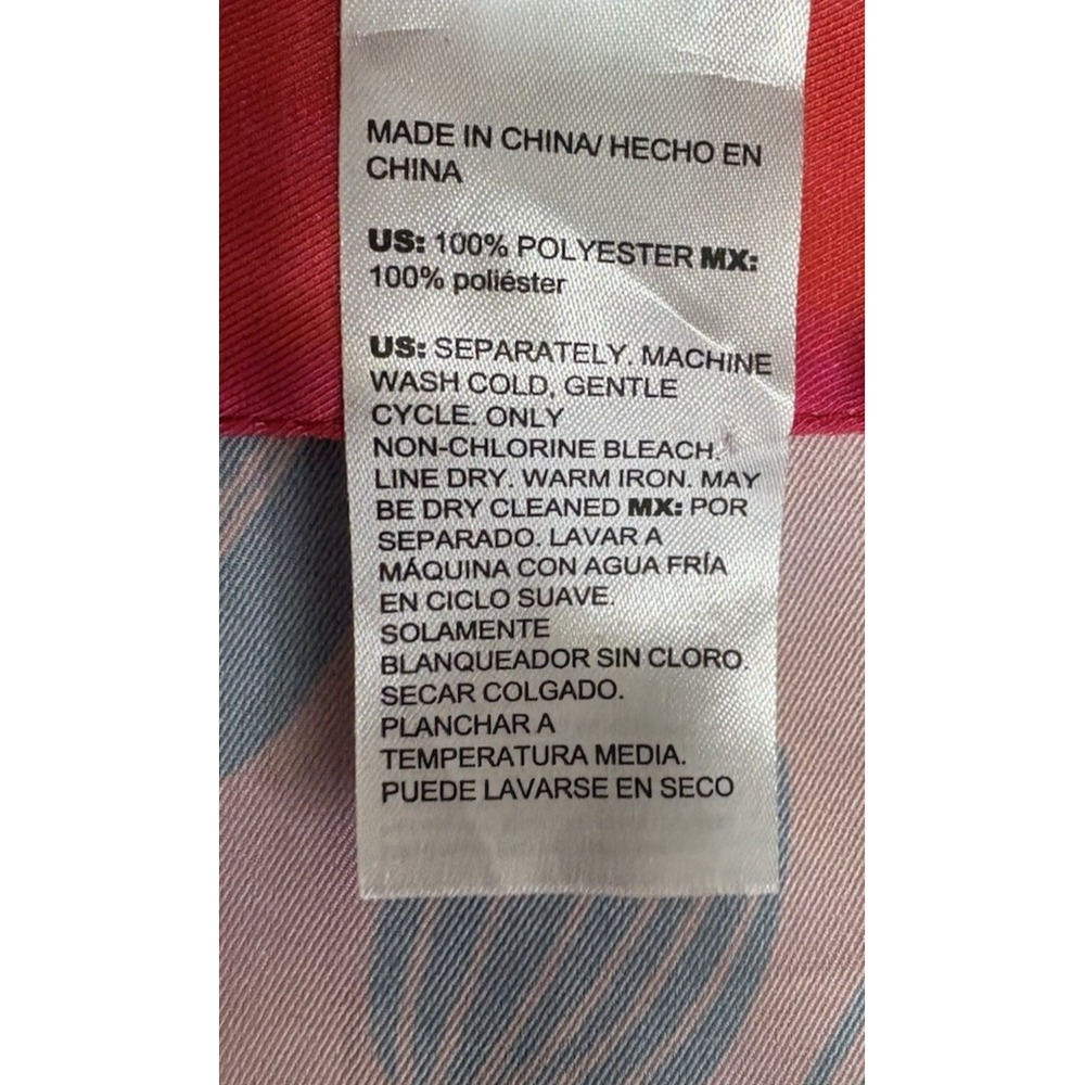 Chico's Red Floral Chiffon Poncho Top Women L/XL Sheer Pullover Boho Overlay - Picture 7 of 10